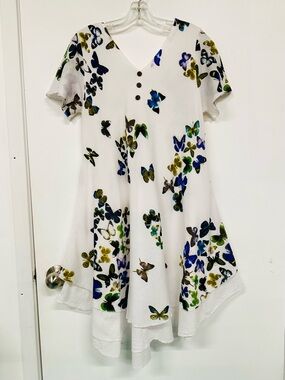 Butterfly gauze print dress Medium